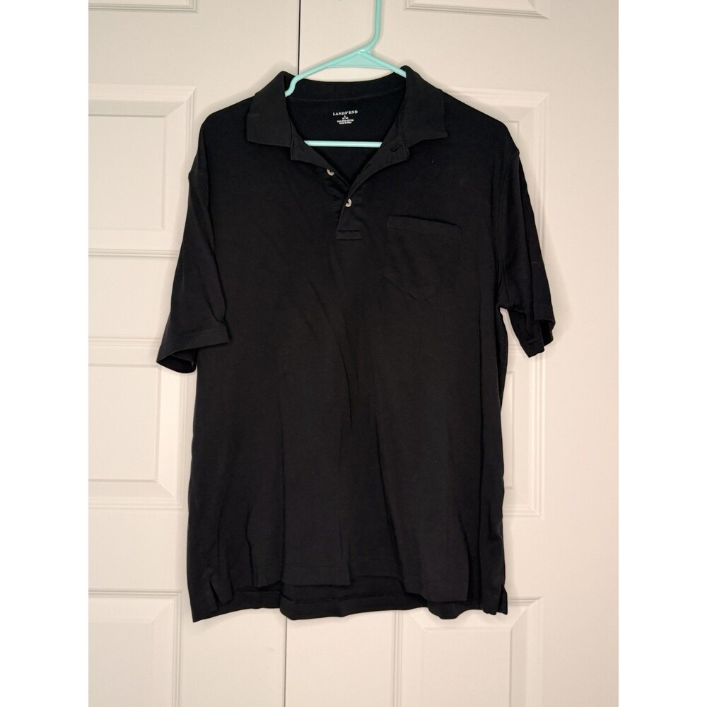 Land’s End 100% Pima Cotton Polo Shirt Men’s Size Large (42-44) Black S/S